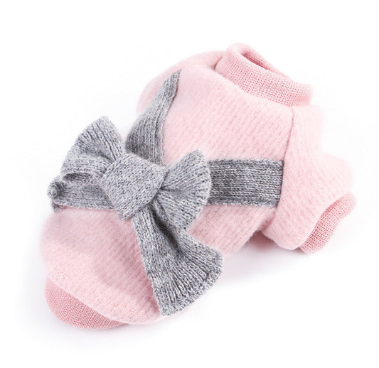 Brushed cloth bow pet clothes